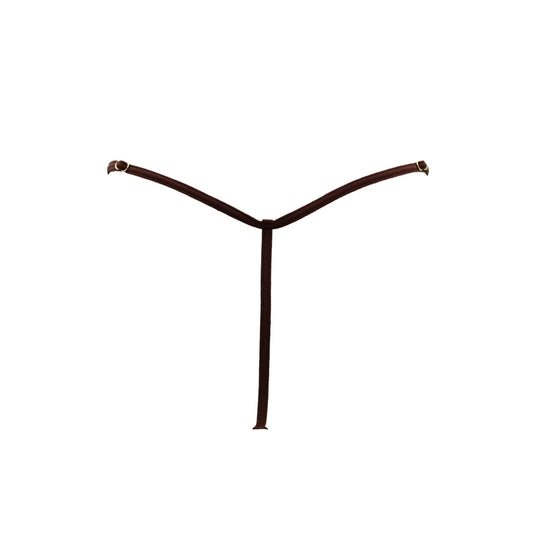String en Dentelle Marron Ouvert avec Chaînes Dorées