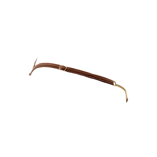 String en Dentelle Taupe Ouvert avec Chaînes Dorées